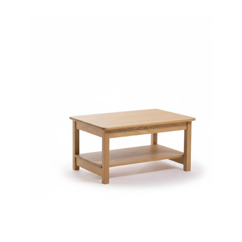 Low Rectangular Straight Leg Coffee Table With Shelf
