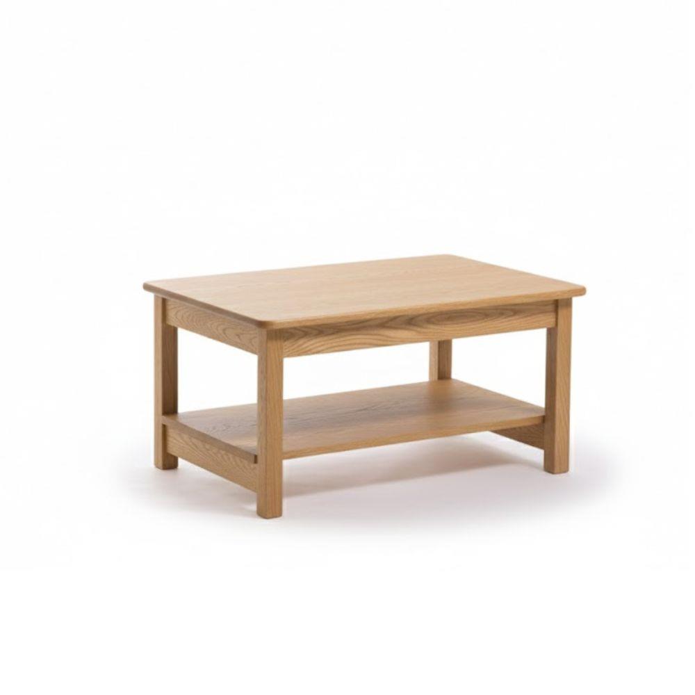 High Rectangular Straight Leg Coffee Table With Shelf